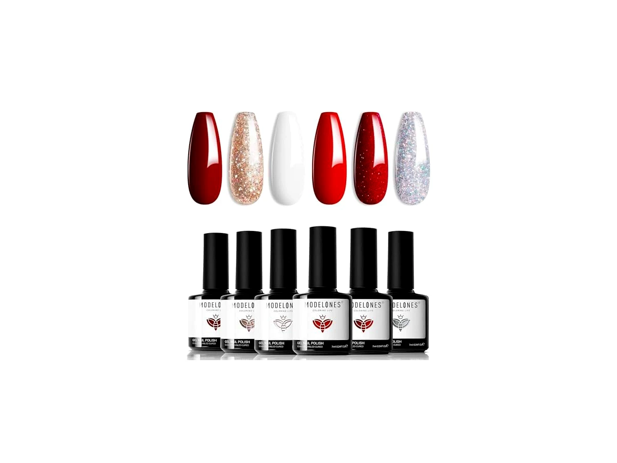 modelones Red Gel Nail Polish Set 6 Colors